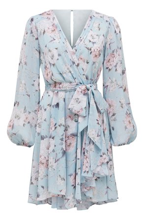 Ever New Floral Print Long Sleeve Faux Wrap Dress | Nordstrom