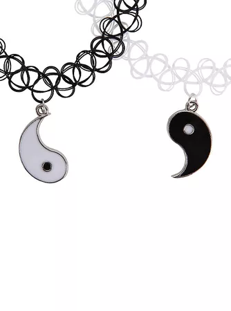 Black & White Yin-Yang Tattoo Choker Set