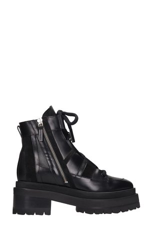 Pierre Hardy Alpha Camp Combat Boots In Black Leather
