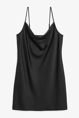 Mini slip dress - Black - Mini dresses - Monki GB