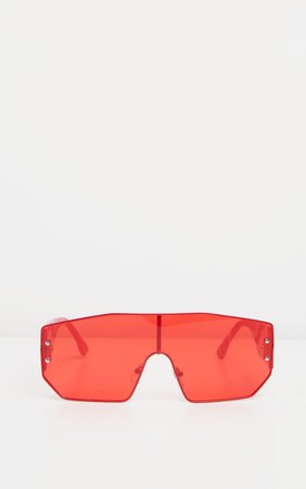Red Tonal Visor Sunglasses | PrettyLittleThing
