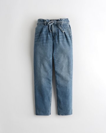 Curvy Vintage Stretch Ultra High-Rise Paper-Bag Mom Jeans
