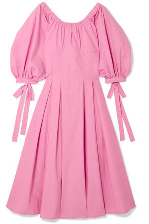 REJINA PYO | Greta bow-embellished cotton midi dress | NET-A-PORTER.COM