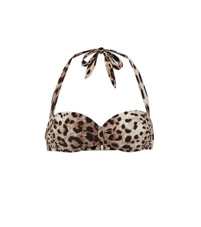 Leopard-print bikini top