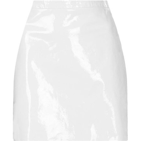 white patent a line skirt