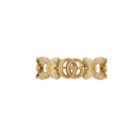 Gucci Flora 18k ring with pavé diamonds
