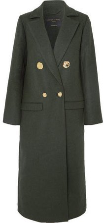 Double-breasted Wool And Cashmere-blend Coat - Dark green