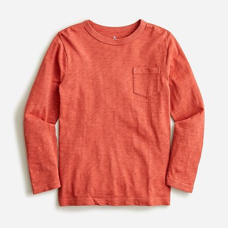 J.Crew: Kids' Long-sleeve Garment-dyed Pocket T-shirt For Boys