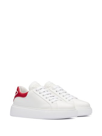 White Prada contrast-heel low-top sneakers 1E452MF0453AVF - Farfetch