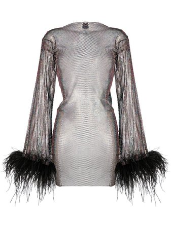 SANTA BRANDS crystal-embellished feather-trim Minidress - Farfetch