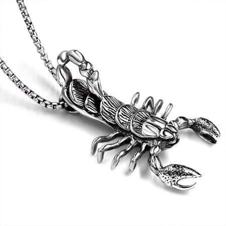 Men Stainless Steel Big Scorpion Pendant Necklace Male Chain Rock Punk Necklace | Shopee Indonesia