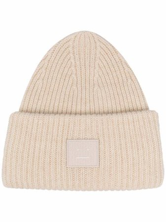 Shop Acne Studios patch-detail wool beanie with Express Delivery - FARFETCH