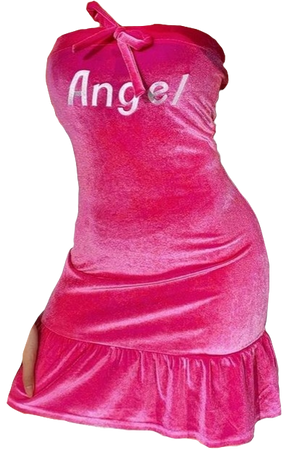 velour angel hot pink minidress with ruffle