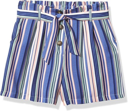 Amazon.com: Amy Byer Girls' Self Tie Shorts, Blue/Apricot Stripes, Large : Clothing, Shoes & Jewelry