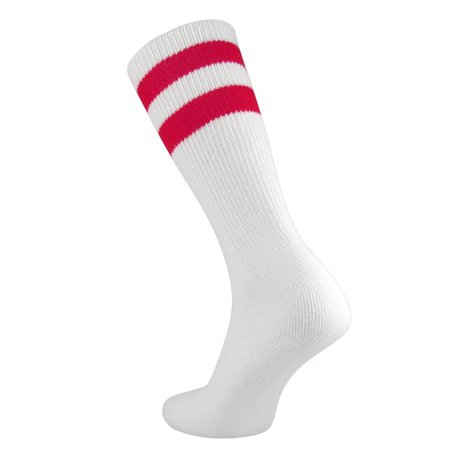 Twin City Knitting 2-Stripe Mid Calf Tube Socks - White Scarlet – HIT A Double