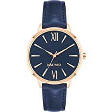 Amazon.com: Nine West Women's Croco-Grain Strap Watch, Navy Blue/Rose Gold (NW/2840RGNV) : Clothing, Shoes & Jewelry