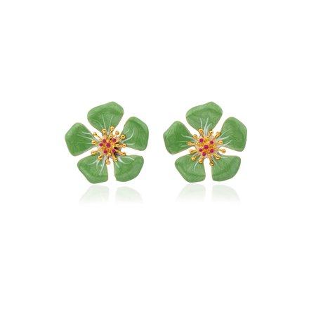 Milou Jewelry Light Green Poppy Flower Earrings