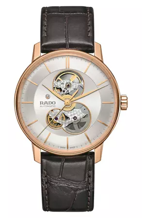 RADO Coupole Classic Automatic Leather Strap Watch, 41mm | Nordstrom