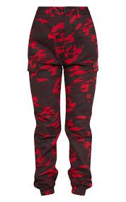 red camouflage cargo pants