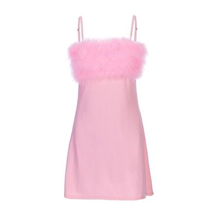 Short Feather Pink Mini Dress
