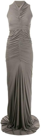 ruched fishtail evening gown