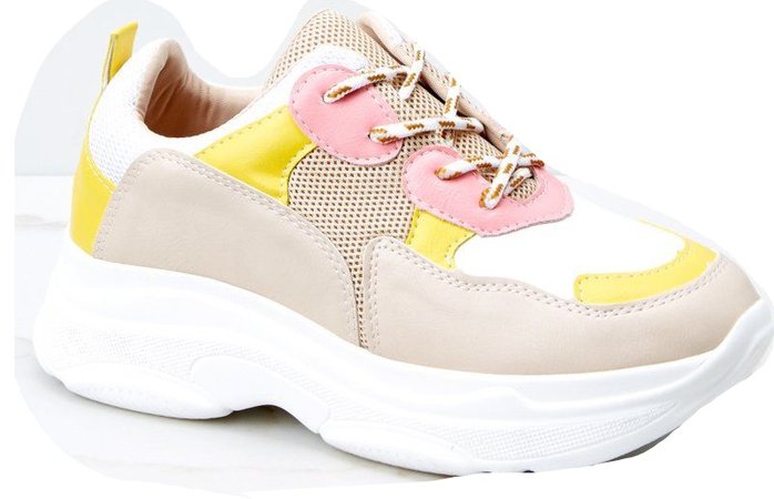 pink and yellow trainers