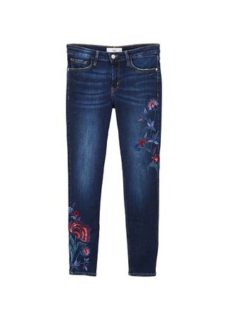 MANGO Floral embroidery jeans