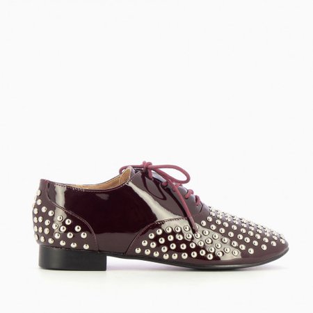 Plum Oxfords with studded yokes - Vanessa Wu Store