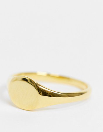ASOS DESIGN sterling silver with gold plate signet ring | ASOS