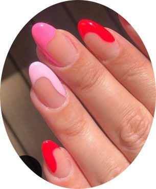 pink and red tip nails