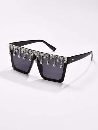 Rhinestone Decor Flat Top Sunglasses | SHEIN USA