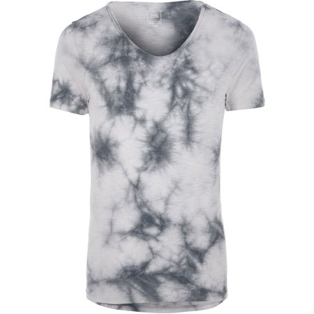 Grey tie dye muscle fit V neck T-shirt - T-Shirts & Vests - Sale - men