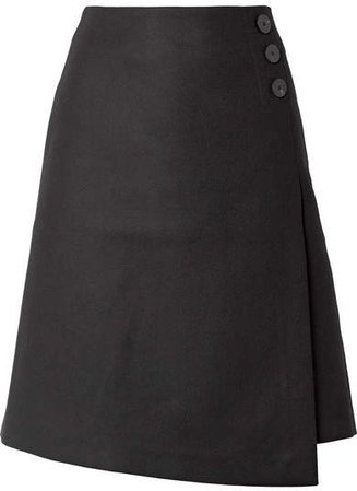 Cefinn - Wool-blend Wrap-effect Skirt - Black