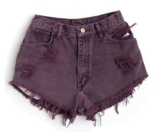 distressed purple jean shorts