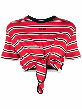 Shop MSGM stripe-print T-shirt with Express Delivery - FARFETCH