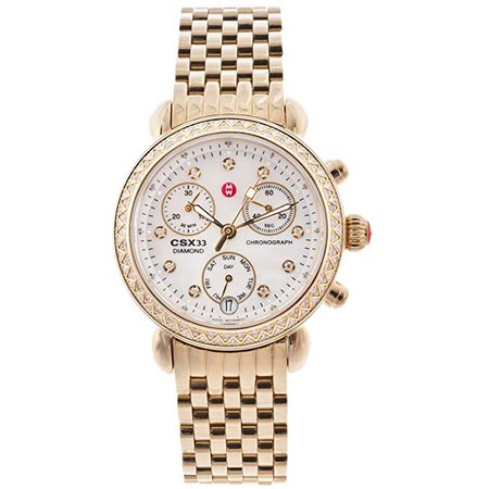 Amazon.com: Michele Womens CSX Diamond Bezel Gold Tone Chronograph Watch: Watches