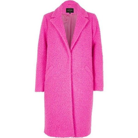 REDUCED River Island bright pink borg/teddy coat.... - Depop