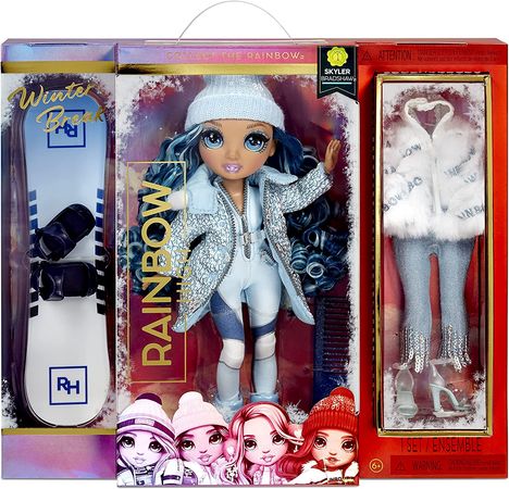 Rainbow High Winter Break Skyler Bradshaw – Blue Fashion Doll and Playset with 2 Designer Outfits, Snowboard Accessories : Toys & Games
