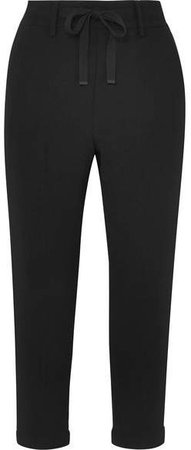 Cropped Crepe Tapered Pants - Black