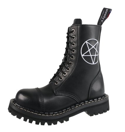 Boots STEADY´S - 10-eye - STE/10/H_pentagram white - Metal-shop.eu