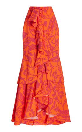 Zayda Ruffled Crepe Maxi Skirt By Andres Otalora | Moda Operandi