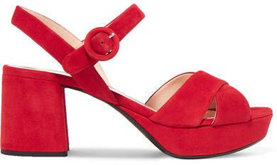65 Suede Platform Sandals - Red