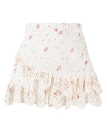 LoveShackFancy Cotton Emma Floral Print Skirt in White - Lyst