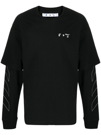 Black Off-White layered logo-print T-shirt OMAB022F20FAB0011001 - Farfetch