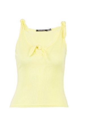 Tie Shoulder And Front Rib Vest | boohoo yellow