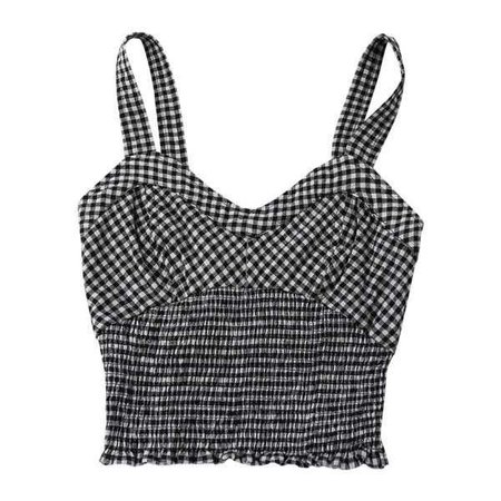 Smocked Houndstooth Cropped Tank Top