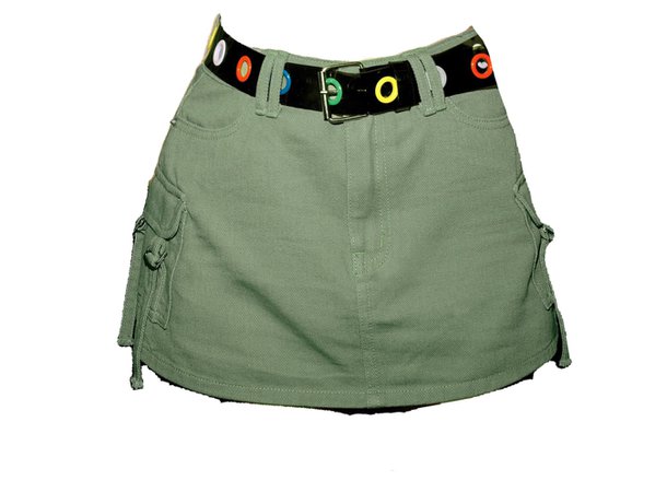 green mini skirt