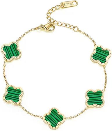 Amazon.com: POLYREAL Bracelets Fashion for Women Girls Adjustable Bracelet Cute Plated 18K Gold Lucky Clover Bracelets Womens Girls Mother's Day Gift Jewelry (gold-green): Clothing, Shoes & Jewelry