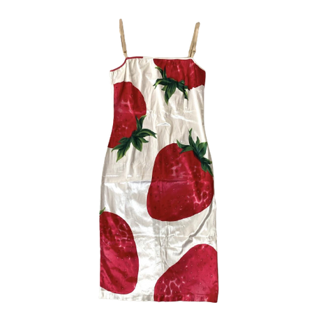 Vintage Dolce & Gabbana Silk Strawberry Tank Dress