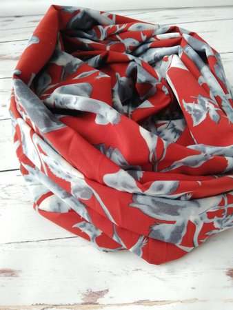 Red floral infinity scarf